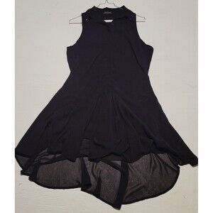 Urban Hearts Women's Medium Button Up Dress Black Sleeveless Studded Collar